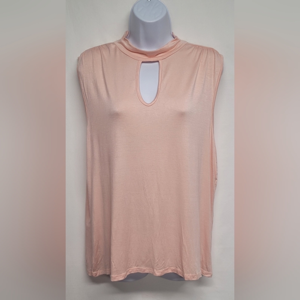 Jennifer Lopez XL Top Keyhole Sleeveless Slinky Stretch Knit Mock Neck